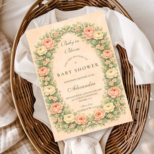 Blush Sage Rose Garden Baby Shower Kaart