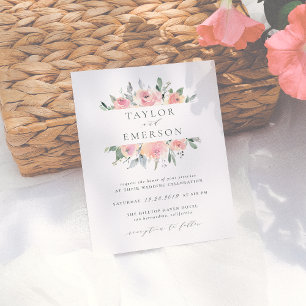 Blush & Sage Watercolor Bloemen Bruiloftsinvitatie Uitnodiging Briefkaart