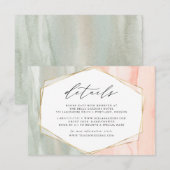 Blush & Sage Waterverf Geometrische bruiloft Detai Informatiekaartje (Voorkant / Achterkant)