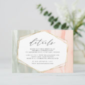 Blush & Sage Waterverf Geometrische bruiloft Detai Informatiekaartje (Staand voorkant)