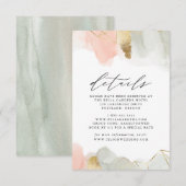 Blush & Sage Waterverf Geometrische bruiloft Detai Informatiekaartje (Voorkant / Achterkant)