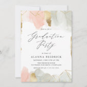 Blush & Sage Waterverf Gouden Geometrische Afstude Kaart (Voorkant)