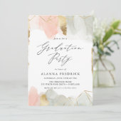 Blush & Sage Waterverf Gouden Geometrische Afstude Kaart (Staand voorkant)