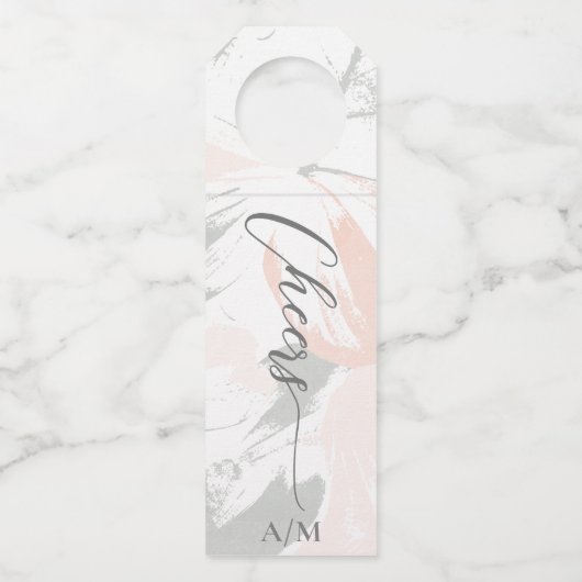 Blush Sage Waterverf Wedding Flessenhanger (Voorkant)