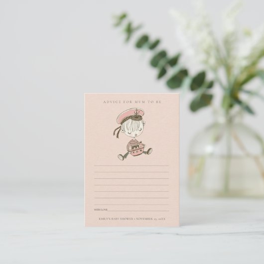 Blush Sailor Nautical Advice for Mum Baby shower Informatiekaartje (Staand voorkant)