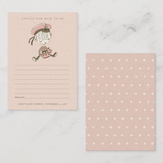 Blush Sailor Nautical Advice for Mum Baby shower Informatiekaartje (Voorkant / Achterkant)