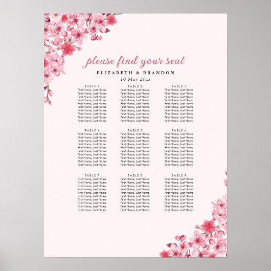 Blush Sakura Wedding – Spring Floral  Poster (Voorkant)