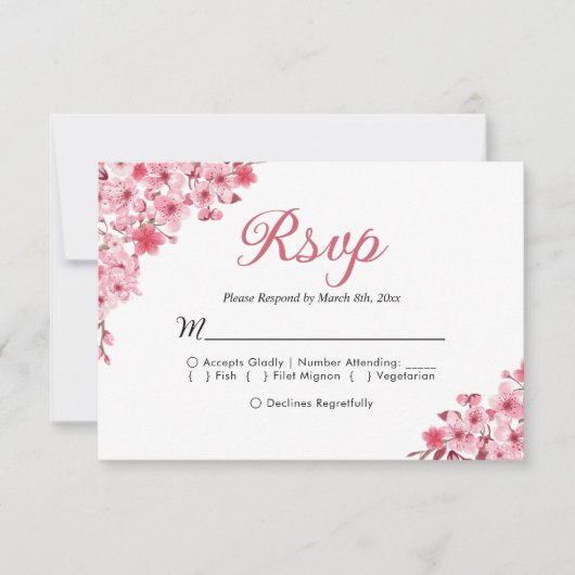 Blush Sakura Wedding – Spring Floral  RSVP (Voorkant)