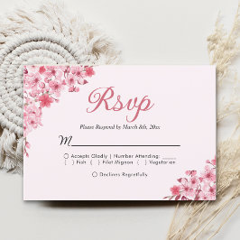 Blush Sakura Wedding – Spring Floral  RSVP Kaartje