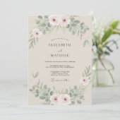 Blush Salie Loof Eucalyptus Bruiloft Kaart (Staand voorkant)