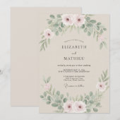 Blush Salie Loof Eucalyptus Bruiloft Kaart (Voorkant / Achterkant)