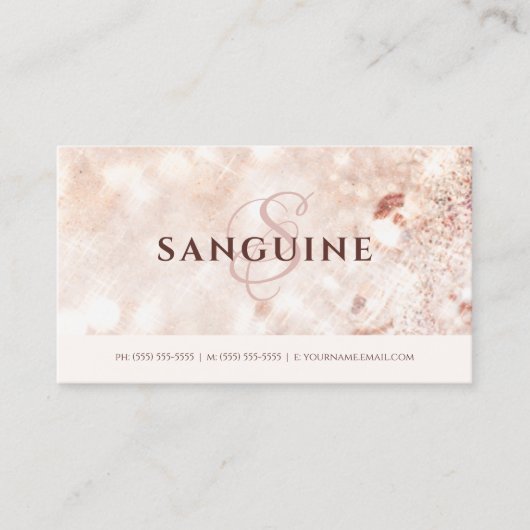 Blush Sanguine Monogram Textuur Visitekaartje (Voorkant)