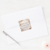 Blush Satin Fabric Elegant Wedding Vierkante Sticker (Envelop)