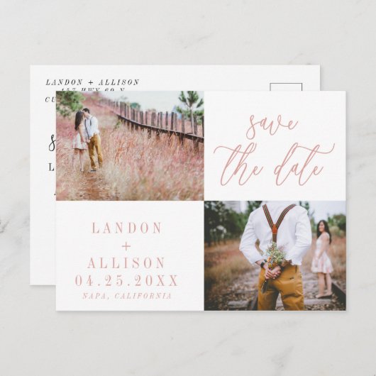 Blush Save the Date Briefkaart (Voorkant / Achterkant)