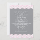 Blush Scalloped Damask Wedding Invitation Kaart (Voorkant)