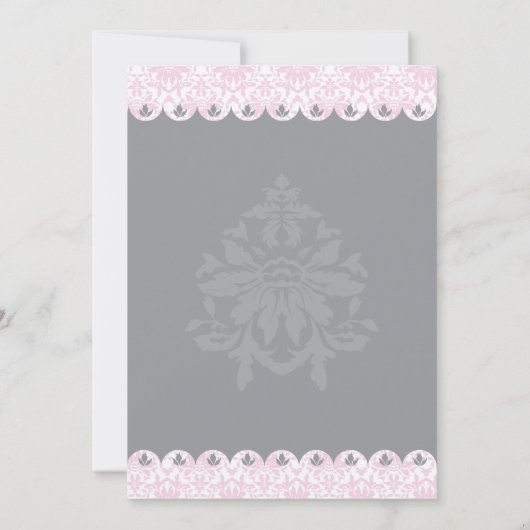 Blush Scalloped Damask Wedding Invitation Kaart (Achterkant)