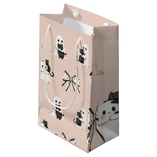 Blush Schattigee geesten en katten op Halloween Gi Klein Cadeauzakje (Voorkant Gekanteld)