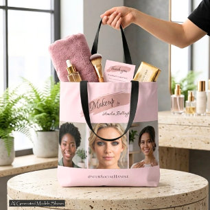 Blush Script 3 Foto Portfolio Salon Merk Promotie Tote Bag