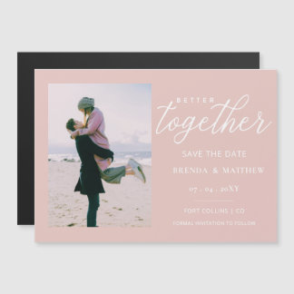 Blush Script beter samen Minimale eenvoudige foto Magnetische Uitnodiging