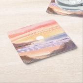 Blush Sea Sunset | Beach Watercolor Painting Kartonnen Onderzetters (Schuin)