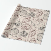 Blush Seashell Pattern Wrapping Paper Cadeaupapier (Uitgerold)