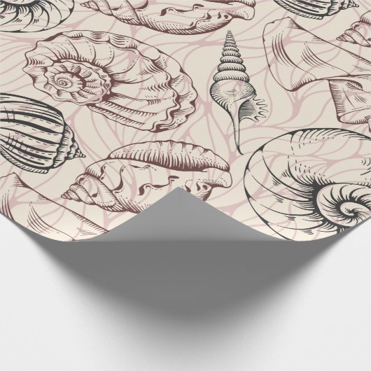 Blush Seashell Pattern Wrapping Paper Cadeaupapier (Hoek)