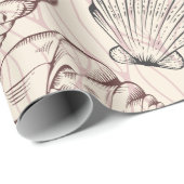 Blush Seashell Pattern Wrapping Paper Cadeaupapier (Rol Hoek)