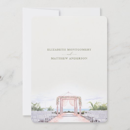 Blush Seaside Romance Save-the-Date Uitnodiging (Achterkant)