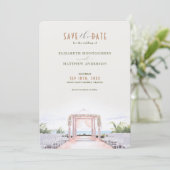 Blush Seaside Romance Save-the-Date Uitnodiging (Staand voorkant)