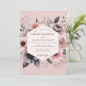 Blush Shadow Flora Wedding Kaart (Staand voorkant)