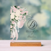 Blush Sheer Boog Roos Boeket-Monogram Acryl Bord (Neutraal)