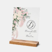 Blush Sheer Boog Roos Boeket-Monogram Acryl Bord (Hoek)