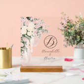 Blush Sheer Boog Roos Boeket-Monogram Acryl Bord (Huwelijk)