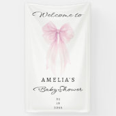 Blush Sheer Bow Welcome Baby Girl Spandoek (Verticaal)