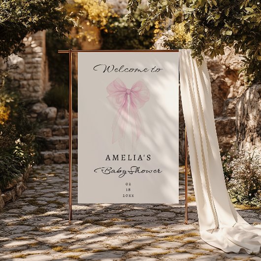 Blush Sheer Bow Welcome Baby Girl Spandoek