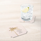 Blush Shell Glam Gold Glitter Palm Tree Kartonnen Onderzetters (Insitu)