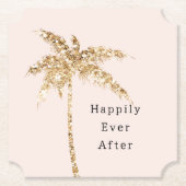 Blush Shell Glam Gold Glitter Palm Tree Kartonnen Onderzetters (Voorkant)