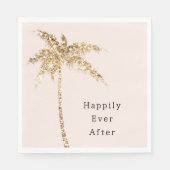 Blush Shell Glam Gold Glitter Palm Tree Servet (Voorkant)