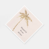 Blush Shell Glam Gold Glitter Palm Tree Servet (Hoek)