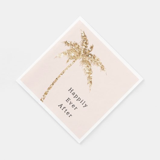 Blush Shell Glam Gold Glitter Palm Tree Servet (Hoek)