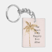 Blush Shell Glam Gold Glitter Palm Tree Sleutelhanger (Voorkant Links)
