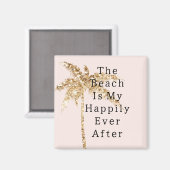 Blush Shell Glam Gouden Glitter Palmboom Magneet (Voorkant / Achterkant)