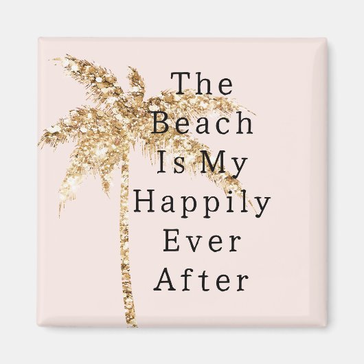 Blush Shell Glam Gouden Glitter Palmboom Magneet (Voorkant)