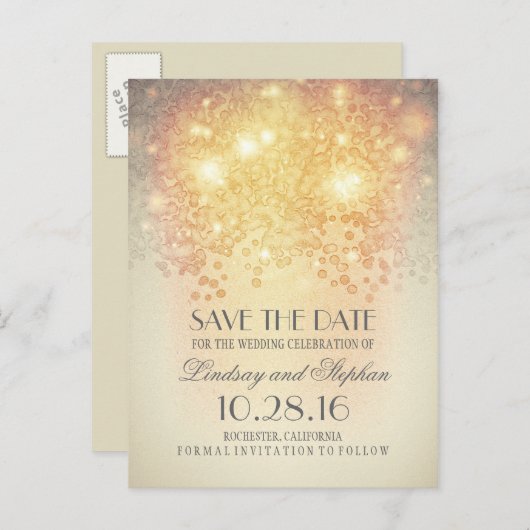 Blush Shimmer Elegant Sla de datum briefkaarten (Voorkant / Achterkant)