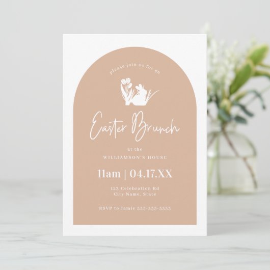 Blush Silhouette Arch Easter Brunch Kaart (Staand voorkant)