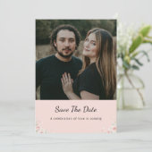 Blush Silk Pink Whispered Peta Modern Script photo Save The Date (Staand voorkant)