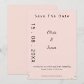 Blush Silk Pink Whispered Peta Modern ScriptFloral Save The Date (Voorkant / Achterkant)