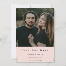 Blush Silk Pink Whispered Peta Photo Modern Floral Save The Date