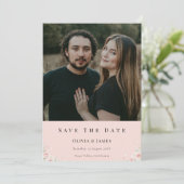 Blush Silk Pink Whispered Peta Photo Modern Floral Save The Date (Staand voorkant)