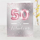 Blush silver 50th glitter shimmer folie letters kaart (Gele Bloem)